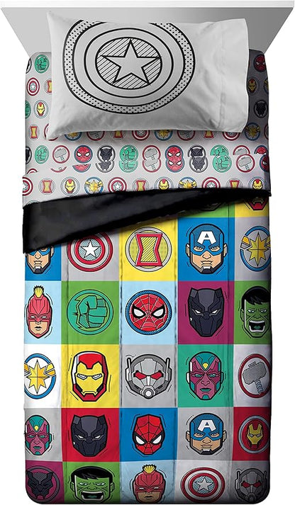 Jay Franco Marvel Avengers Pop 7 Piece Full Size Bed Set - includes Comforter & Sheet Set - Super Soft Fade Resistant Microfiber (Official Marvel Product) - LeafyLoom