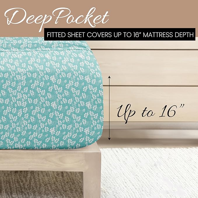 Linen Market 4 Piece Twin Bedding Sheet Set (Wheatfield Pale Blue) - Sleep Better Than Ever with These Ultra-Soft & Cooling Bed Sheets for Your Twin Size Bed - Deep Pocket Fits 16" Mattress - LeafyLoom