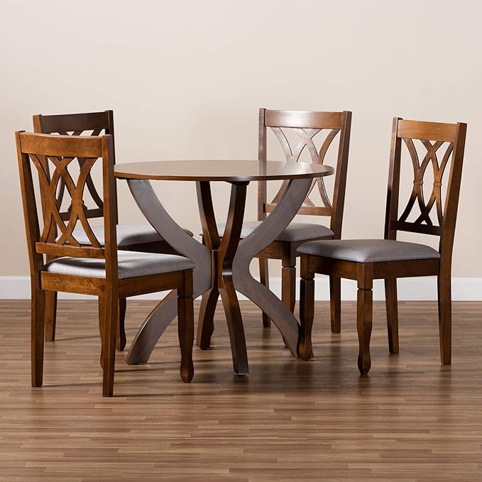 Baxton Studio Dining Sets, Grey/Walnut - LeafyLoom