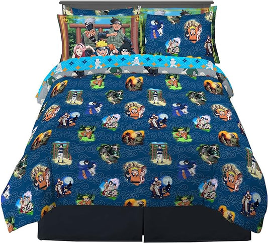 Naruto Anime Bedding Super Soft Comforter and Sheet Set with Sham, 7 Piece Full Size, By Franco - LeafyLoom