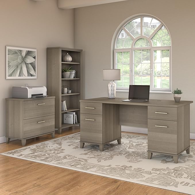 Bush Somerset Lateral File Cabinet, Ash Gray (WC81680) - LeafyLoom