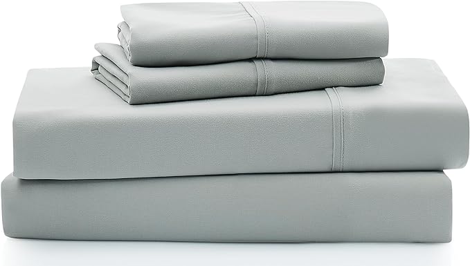 UGG 13696 Alahna Cali King Bed Sheets and Pillowcases 4-Piece Set Luxury Machine Washable Deep Pockets Wrinkle-Resistant Breathable Cozy Comfort Silky Cooling Sheets, California King, Mineral - LeafyLoom