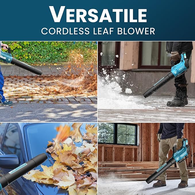 Leaf Blower Cordless, 580CFM/160MPH & 3 Speed Levels, Electric Cordless Leaf Blower with 2 * 4.0Ah Battery Powered, Blowers for Lawn Care, Blower with Extension Nozzle - LeafyLoom