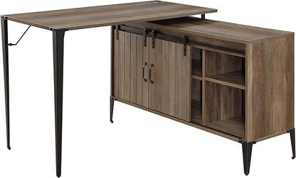 NicBex Laik-DW-00068-DX Desks, 48" W x 48" D x 31" H, Rustic Oak+Black - LeafyLoom