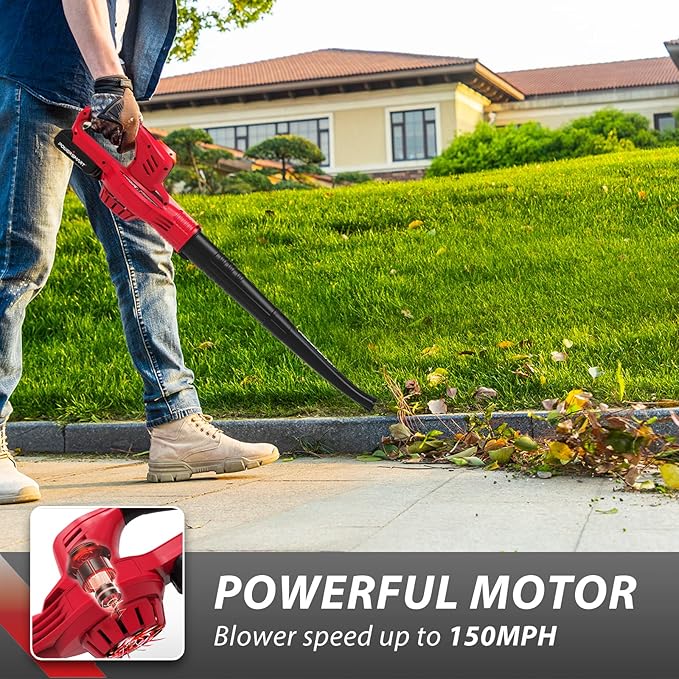 PowerSmart 20V Cordless Leaf Blower Tool Only, Lightweight & Portable Electric Blowers for Lawn Care, Gutter, Patio, Jobsite - LeafyLoom