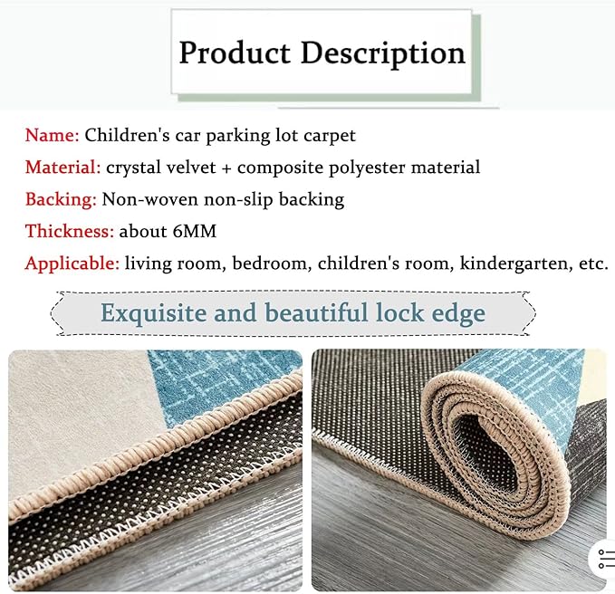 Kids Rug Play Mat Great for Playing with Cars and Toys,Educational Kid Road and Traffic City Life Carpet,Children Baby Fun Throw Rug for Bedroom Play Room,79X118Inch/200X300CM - LeafyLoom