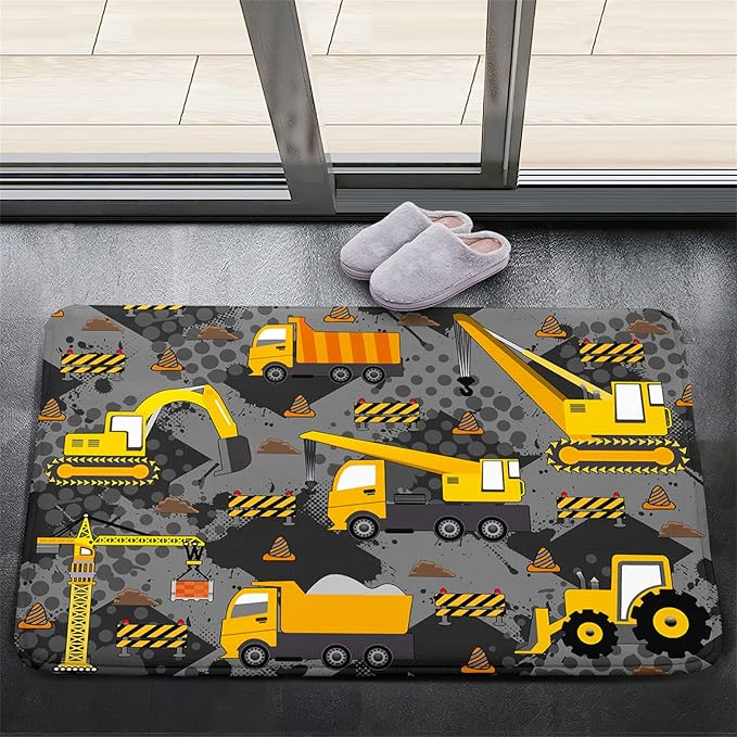 Construction Rugs for Boys Room Play Rug for Cars and Trucks Car Rug Play Mat Kids Rugs for Playroom Car Rug for Boys Room Construction Decor for Boys Room,Grey 2'×3' - LeafyLoom