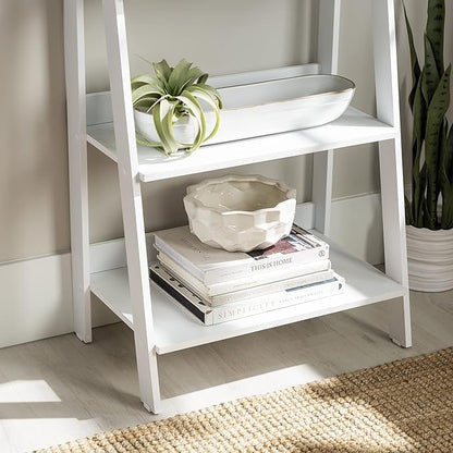 Walker Edison Sophia Modern 4 Shelf Ladder Bookcase , 55 Inch, White - LeafyLoom