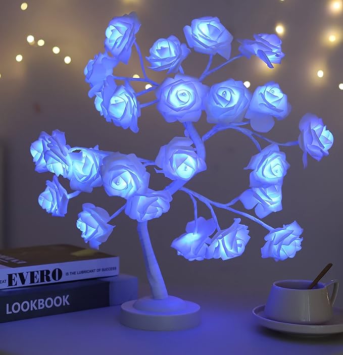 Table Lamp Rose Flower Tree Lamp with 16 Color Changing with Christmas Birthday Gift for Girl Kids Women for Holiday and Party Home Room Decoration(Big rose+5Layers+24Led)… - LeafyLoom