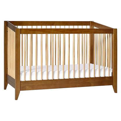 Babyletto Sprout 4-in-1 Convertible Crib with Toddler Bed Conversion Kit in Chestnut and Natural, Greenguard Gold Certified - LeafyLoom