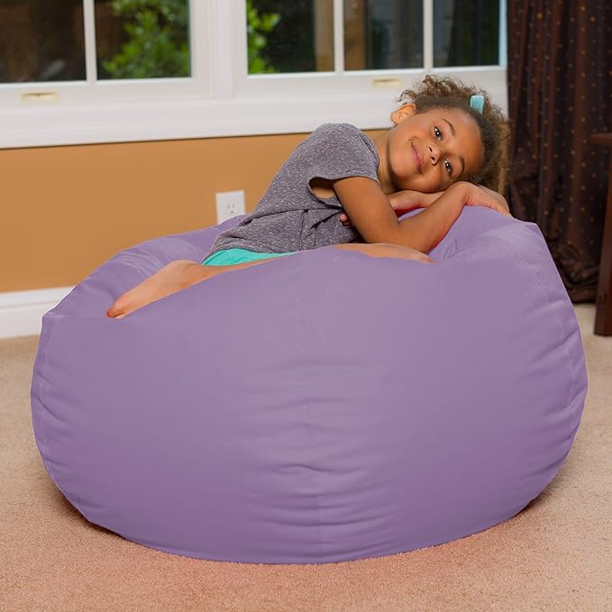 Posh Creations Bean Bag Chair for Kids, Teens, and Adults Includes Removable and Machine Washable Cover, Heather Lavender, 38in - Large - LeafyLoom