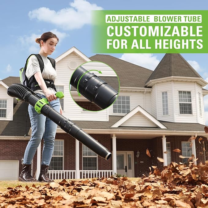 Greenworks 40V (175 MPH / 710 CFM) Dual Port Cordless Brushless Backpack Leaf Blower, (2) 8.0Ah Battery and Charger Included - LeafyLoom