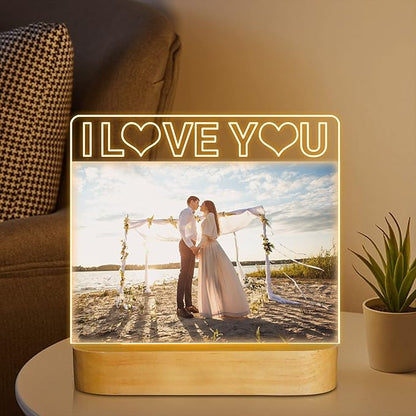 Light up Picture Frame, I Love You 4x6 Inches Acrylic Photo Frame with Night Light Desktop Decor Best Gifts for Lover Couple Wife Girl Friends Valentine's Day Anniversary Birthday Wedding Present - LeafyLoom