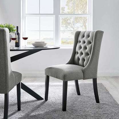 Modway Baronet Button Tufted Fabric, One Dining Chair, Light Gray - LeafyLoom