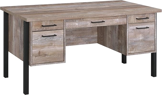 Coaster Furniture Samson 4-Drawer Writing Desk Weathered Oak and Black 801950 - LeafyLoom