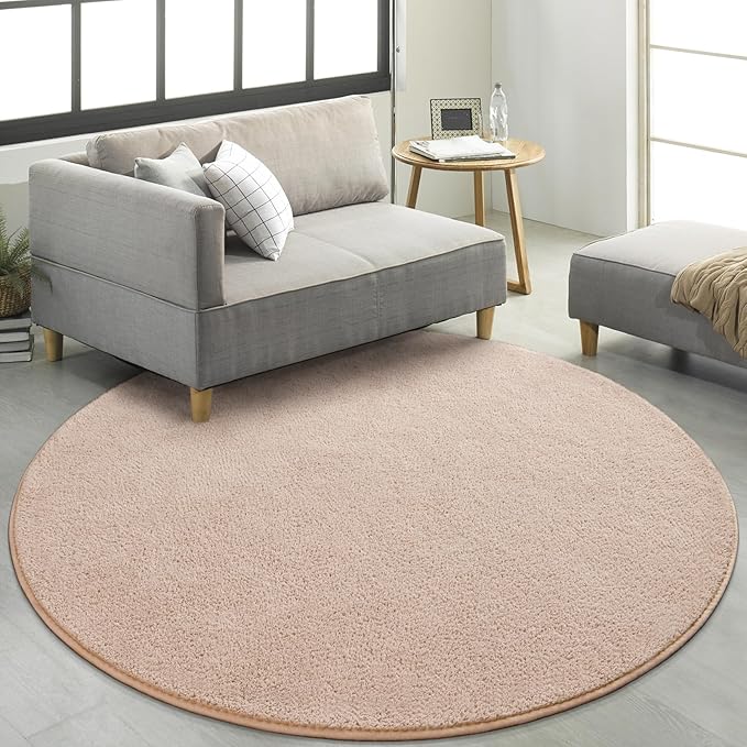 Round Area Rugs for Bedroom Living Room, 4x4 Ivory Super Soft Comfy Thickened Memory-Foam Indoor Circle Carpets, Modern Aesthetic Minimalist Carpet for Boys Girls Adults Nursery Home Décor - LeafyLoom