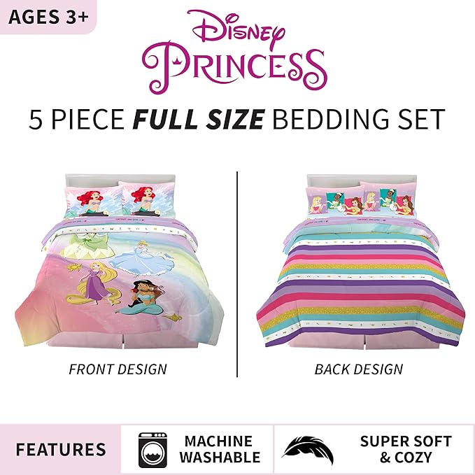 Disney Princess Ariel Kids Bedding Super Soft Comforter And Sheet Set, 5 Piece Full Size, "Official" Disney Product By Franco - LeafyLoom