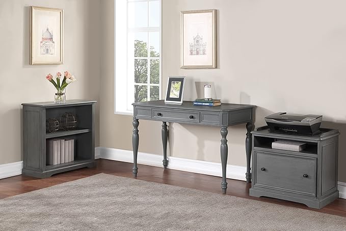 OSP Home Furnishings Country Meadows 48 Inch Writing Desk with Drawer, Plantation Grey - LeafyLoom