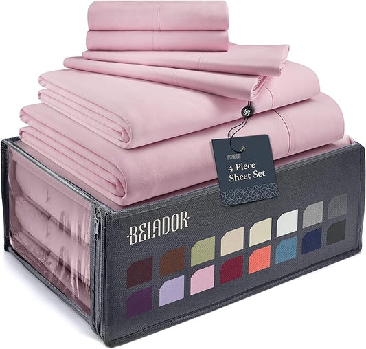 BELADOR Silky Soft Twin XL Sheet Set - Luxury Bed Sheets for Twin XL Size Bed, Secure-Fit Deep Pocket Sheets with Elastic, Breathable Hotel Sheets and Pillowcase Set, Wrinkle Free Oeko-Tex Sheets - LeafyLoom