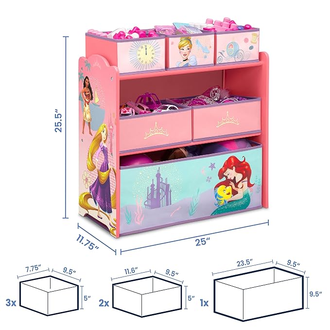 Delta Children Design & Store 6 Bin Toy Storage Organizer, Disney Princess - LeafyLoom