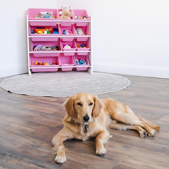 Humble Crew, White/Pink 12 Bin Toy Storage Organizer - LeafyLoom