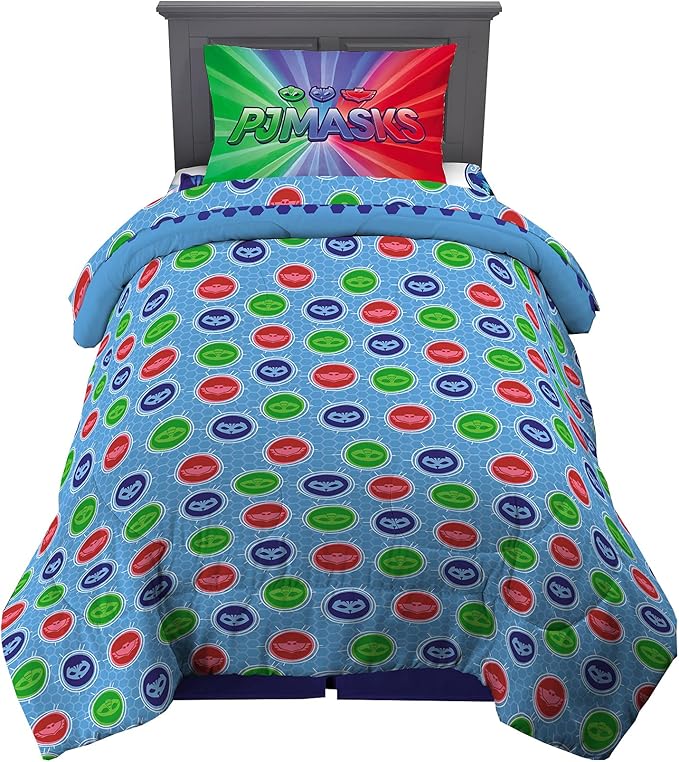 Franco Kids Bedding Super Soft Comforter and Sheet Set, 4 Piece Twin Size, PJ Masks - LeafyLoom