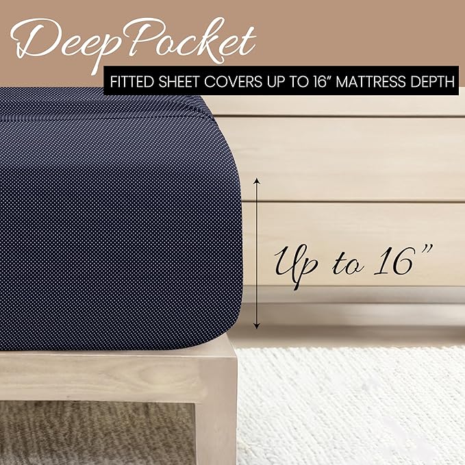 Linen Market 4 Piece California King Bedding Sheet Set (Navy Blue) - Sleep Better Than Ever with These Ultra-Soft Cooling Bed Sheets for Your California King Size Bed - Deep Pocket Fits 16" Mattress - LeafyLoom