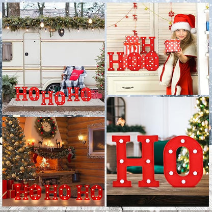 VIHOSE Christmas LED Letter Lights Sign Table Decoration Christmas Light up Letters Battery Powered Letter for Home Bar Christmas Party Bedroom Tabletop Decoration Gift(Ho Ho Ho) VIHOSE