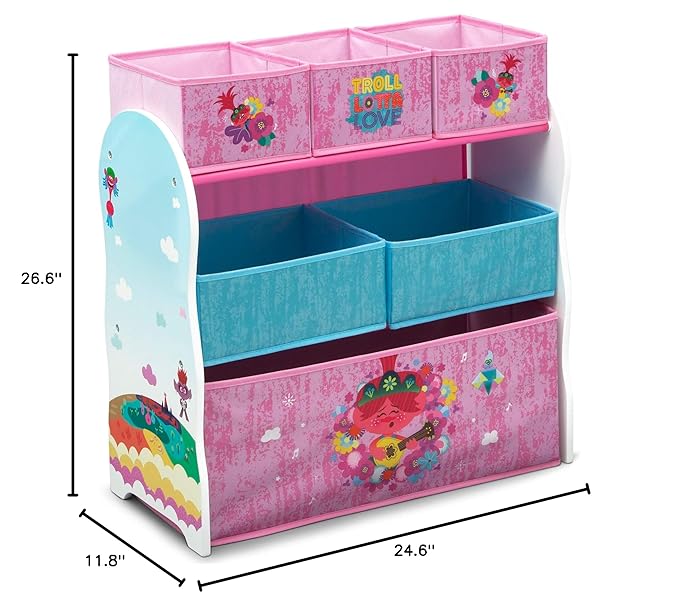 Delta Children Design and Store 6 Bin Toy Storage Organizer, Trolls World Tour - LeafyLoom