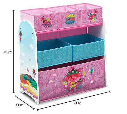 Delta Children Design and Store 6 Bin Toy Storage Organizer, Trolls World Tour - LeafyLoom