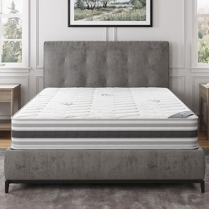 Ottomanson 12" Queen Mattress in a Box Made in USA, Firm Mattress, Hybrid Mattress Cool Improved Airflow with Edge to Edge Pocket Coil, Bed in A Box, Ottopedic - LeafyLoom