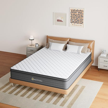 Queen Mattress, 10 INCH Queen Size Hybrid Mattress in a Box with Gel Memory Foam, Medium Firm Support, Pressure Relief, Motion Isolation, CertiPUR-US - LeafyLoom