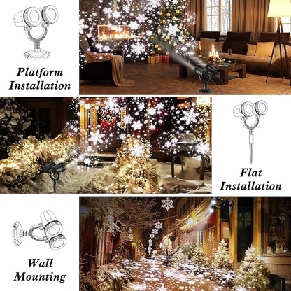 2024 Upgraded Dual-Head Christmas Snowflake Projector Light Outdoor,IP65 Waterproof Christmas LED Projector Light Outside,180° Rotation Projector for Indoor,Patio Wall Window Decorations Satxtrem