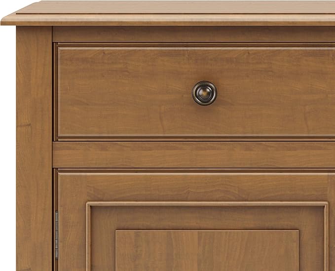 SIMPLIHOME Connaught SOLID WOOD 40 inch Wide Traditional Entryway Storage Cabinet in Light Golden Brown, with 2 Drawers, 2 Doors, Adjustable Shelves - LeafyLoom