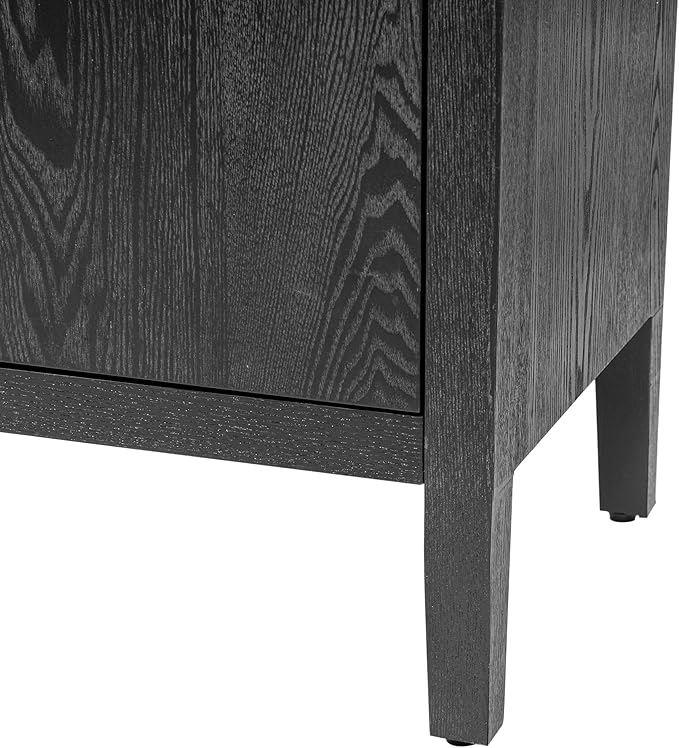 Merax Wood Sideboard Buffet Cabinet with Storage, 4 Door Farmhouse Cupboard w/Adjustable Shelves, Console Table for Kitchen, Dining/Living Room, Black - LeafyLoom