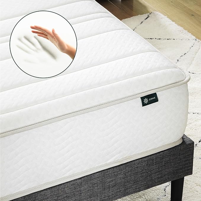 ZINUS 6 Inch Foam and Spring Hybrid Mattress [New Version], Full, Fiberglass free, Medium Firmness, Durable Support, Certified Safe Foams & Fabric, Mattress in A Box - LeafyLoom