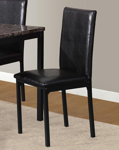 Roundhill Furniture Noyes Faux Leather Metal Frame Dining Chair, Set of 4, Black - LeafyLoom