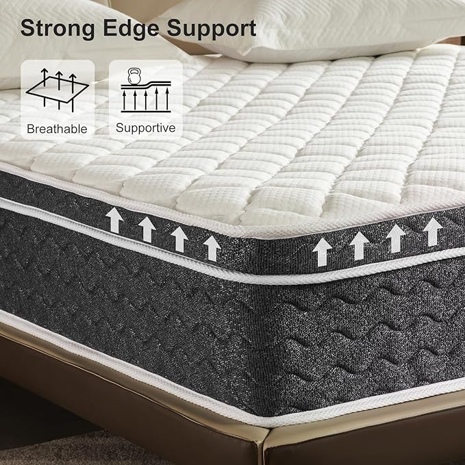 Full Size Mattress 12 Inch Hybrid Mattress Full in a Box with Memory Foam - Individually Wrapped Pocket Coils Spring, Edge Support Pressure Relief, CertiPUR-US Certified(Medium Firm) - LeafyLoom