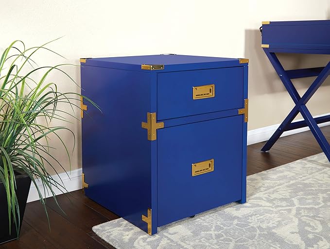 OSP Home Furnishings Wellington 2-Drawer File Cabinet, Lapis Blue - LeafyLoom