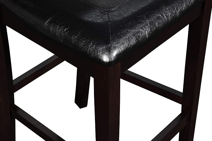 New Classic Furniture Gia Counter Dining Chair (Set of Four), Black PU Upholstered Seat & Back Rest, Ebony - LeafyLoom