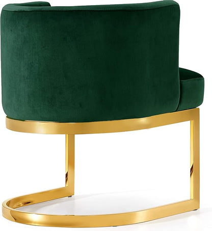 Meridian Furniture Gianna Collection Modern | Contemporary Velvet Upholstered Dining Chair with Polished Gold Metal Frame, 24" W x 22" D x 29.5" H, Green - LeafyLoom