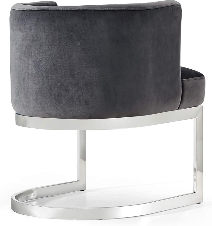 Meridian Furniture Gianna Collection Modern | Contemporary Velvet Upholstered Dining Chair with Polished Chrome Metal Frame, 24" W x 22" D x 29.5" H, Grey - LeafyLoom