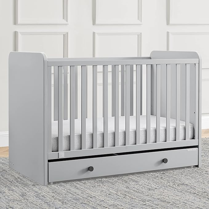 GAP babyGap Graham 4-in-1 Convertible Crib with Storage Drawer - Greenguard Gold Certified, Grey/Dark Grey - LeafyLoom