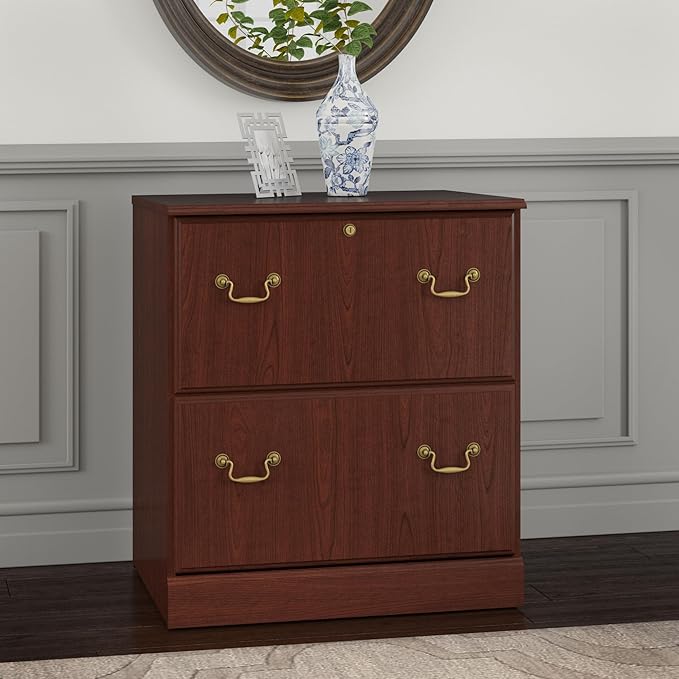 Bush Saratoga Lateral File Cabinet, Harvest Cherry (EX45654-03) - LeafyLoom