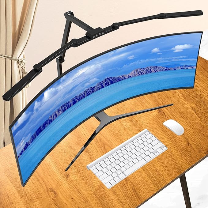 Transformable LED Desk Lamp, 41.5" Large Architect Desk Lamp with Clamp, 3 Light Bars Desk Light for Home Office, 24W Auto Dimming Office Lighting Table Light for L Shaped Desk - LeafyLoom