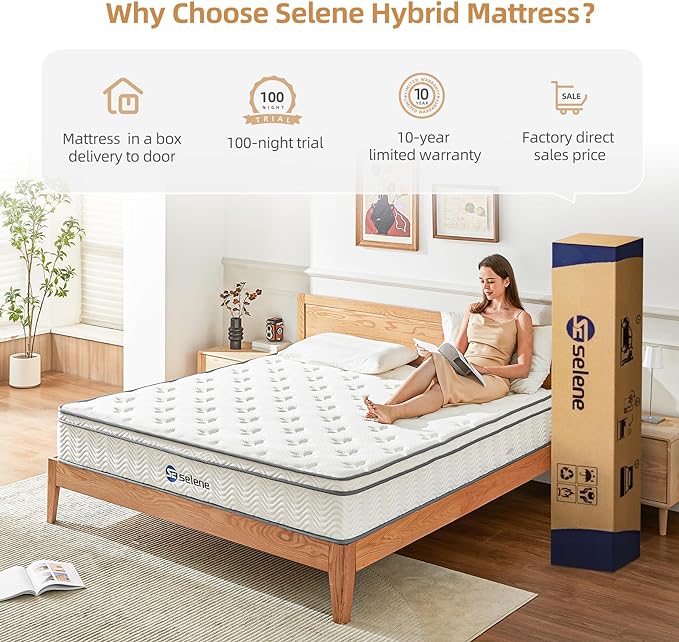 King Size Mattress, 10 Inch King Mattress with Pocket Spring and Memory Foam for Pressure Relief, Motion Isolation, Edge Support, Medium Firm Mattress in a Box, CertiPUR-US, White - LeafyLoom