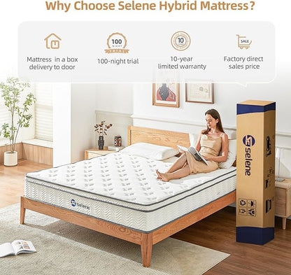 Queen Mattress, 10 Inch Mattress Queen Size with Pocket Spring and Memory Foam for Pressure Relief, Motion Isolation, Edge Support, Medium Firm Mattress in a Box, CertiPUR-US, White - LeafyLoom