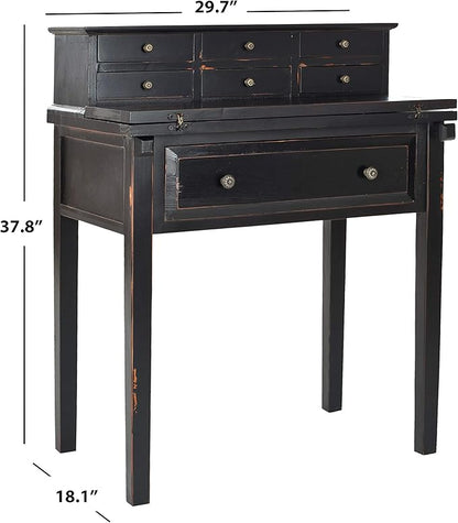 Safavieh American Homes Collection Abigail Distressed Black Fold Down Desk - LeafyLoom