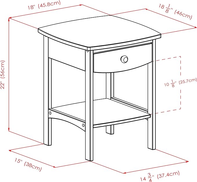 Winsome Basics Solid Wood End Table Nightstand - LeafyLoom