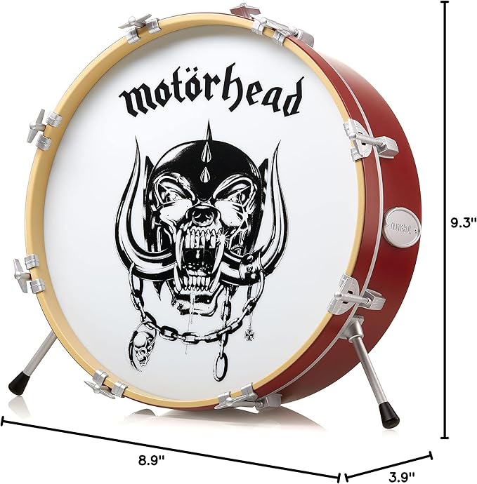 NUMSKULL Motorhead Logo 3D Drum Lamp - Desk Lamp for Bedroom, Office, Home, Study, Work - Official Motorhead Merchandise - LeafyLoom